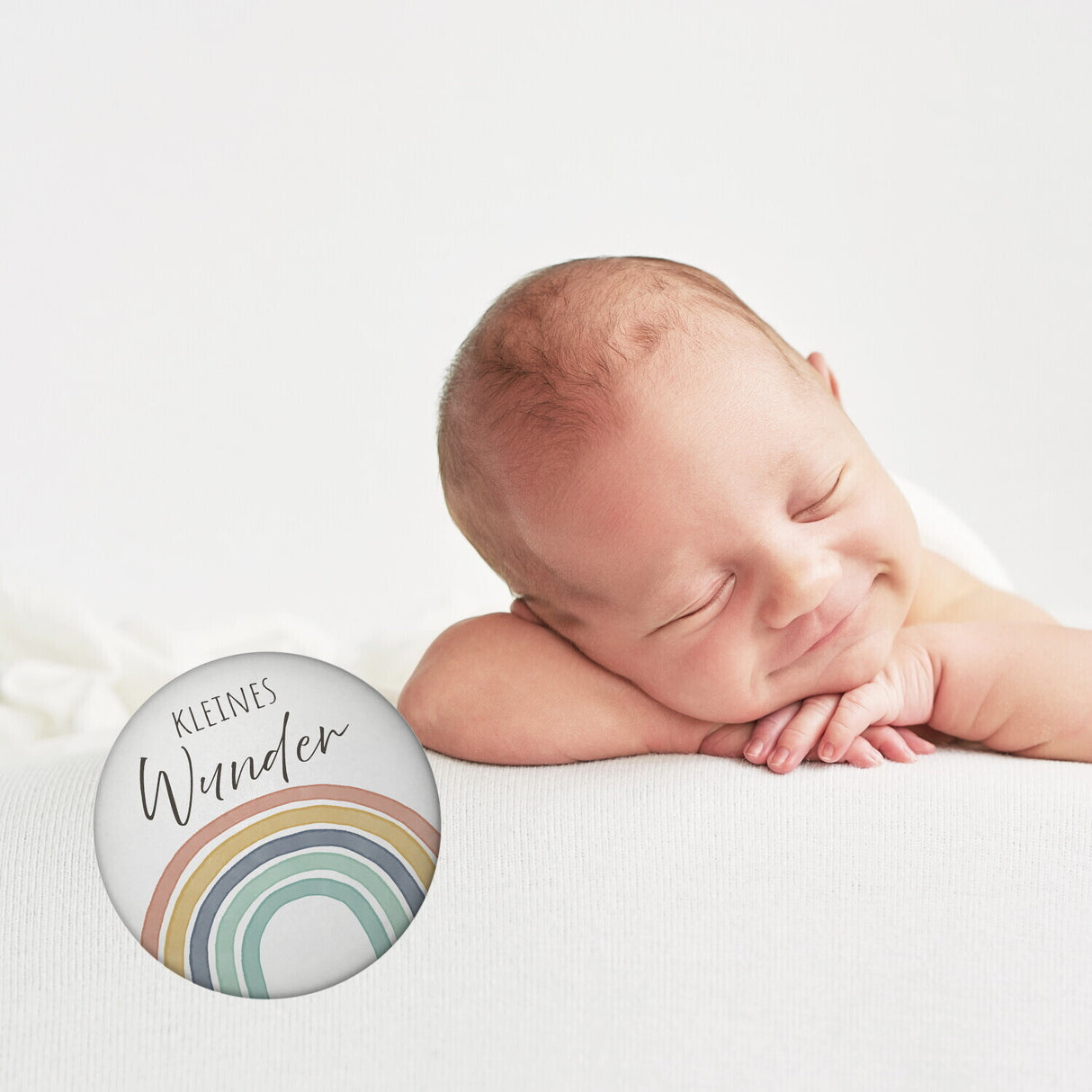 Regenbogen Magnet rund mit Spruch Kleines Wunder
