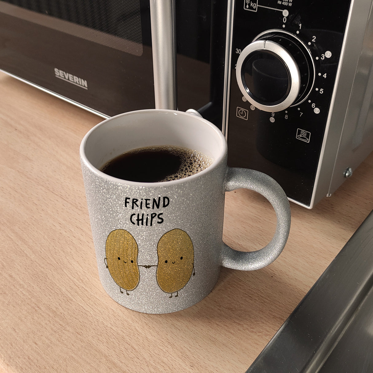 Chips Freundschaft Kaffeebecher mit Spruch Friendchips