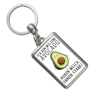 Avocado Schlüsselanhänger mit Spruch Wie Avocado außen weich innen stark