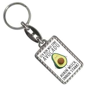 Avocado Schlüsselanhänger mit Spruch Wie Avocado außen weich innen stark