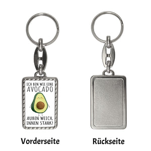 Avocado Schlüsselanhänger mit Spruch Wie Avocado außen weich innen stark