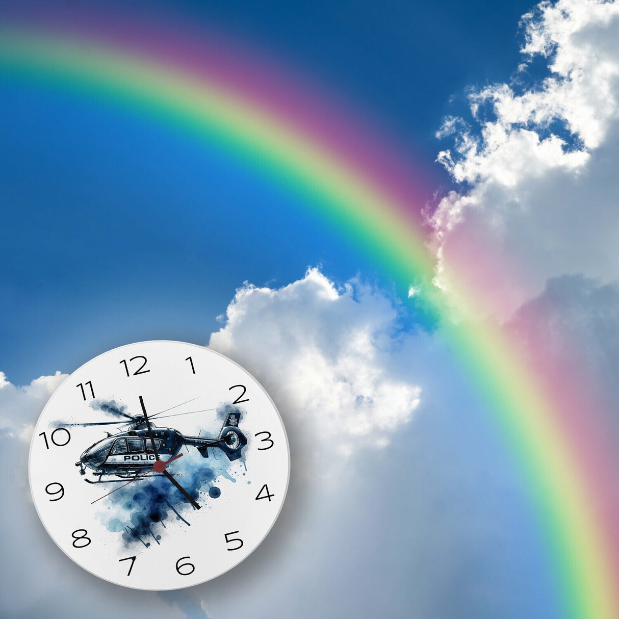 Police Hubschrauber Wanduhr