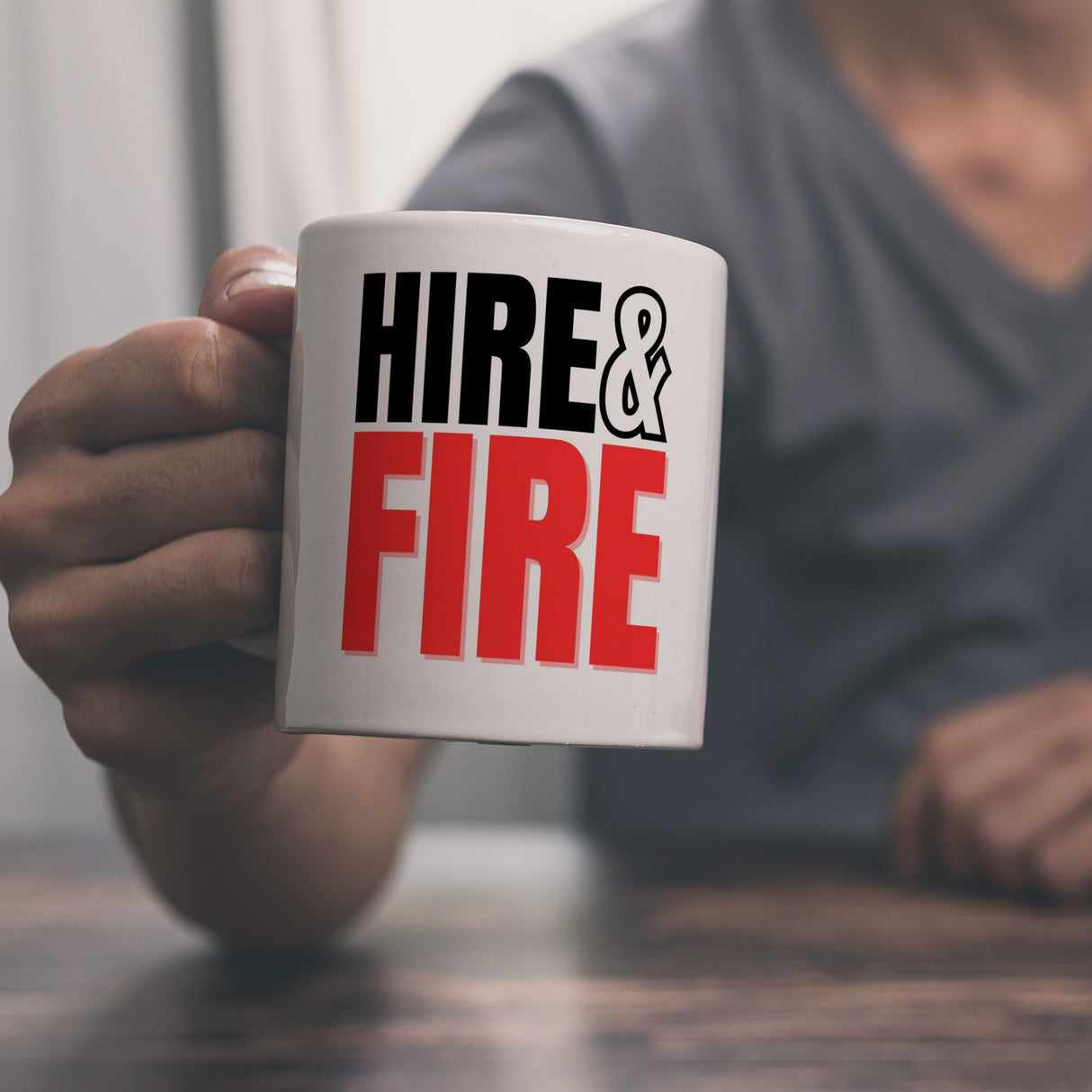 Chef und Boss Kaffeebecher mit Spruch Hire & fire