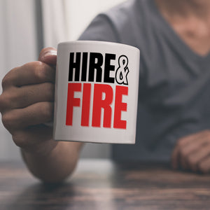 Chef und Boss Kaffeebecher mit Spruch Hire & fire