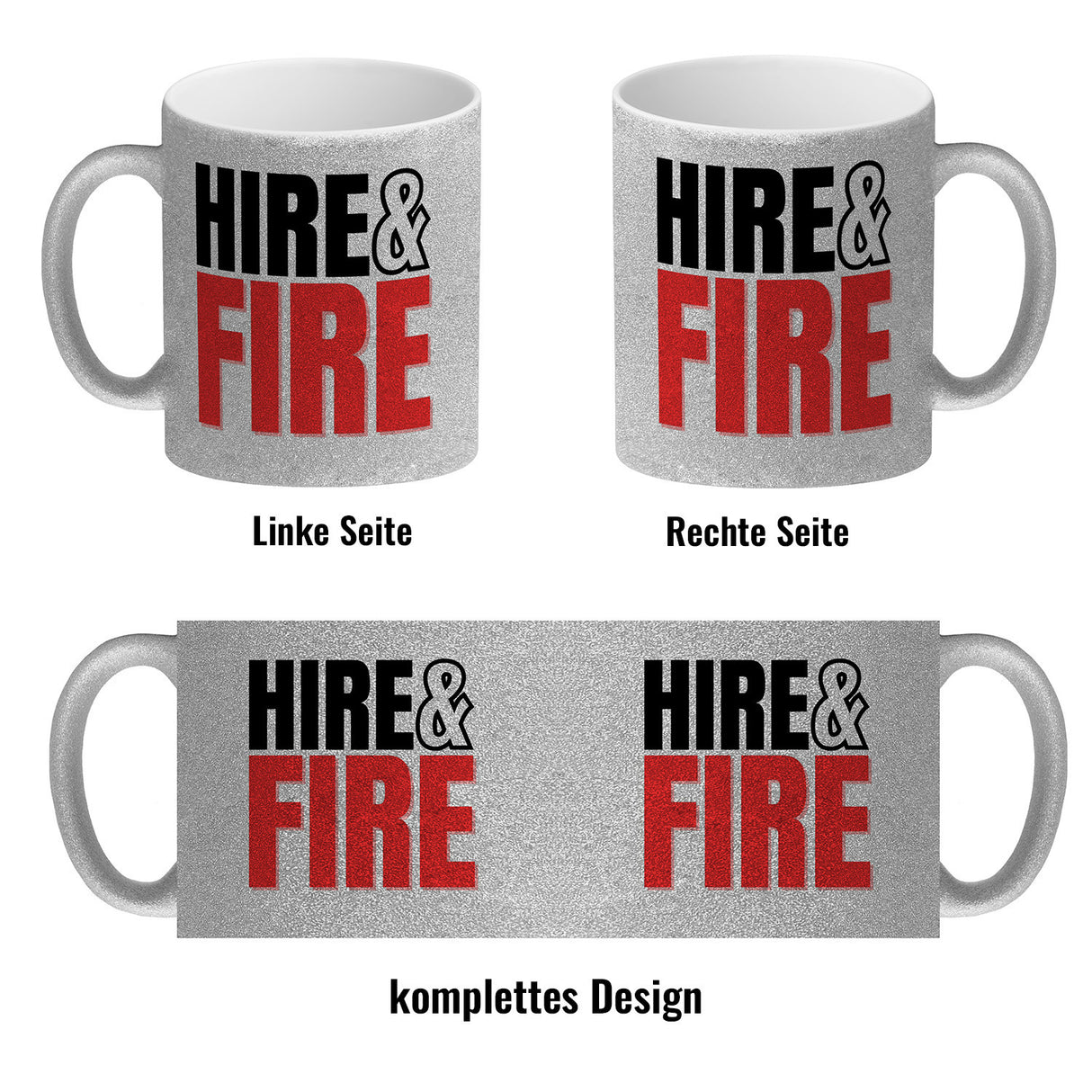 Chef und Boss Kaffeebecher mit Spruch Hire & fire