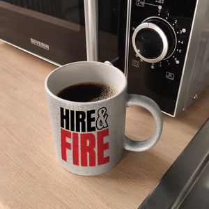 Chef und Boss Kaffeebecher mit Spruch Hire & fire