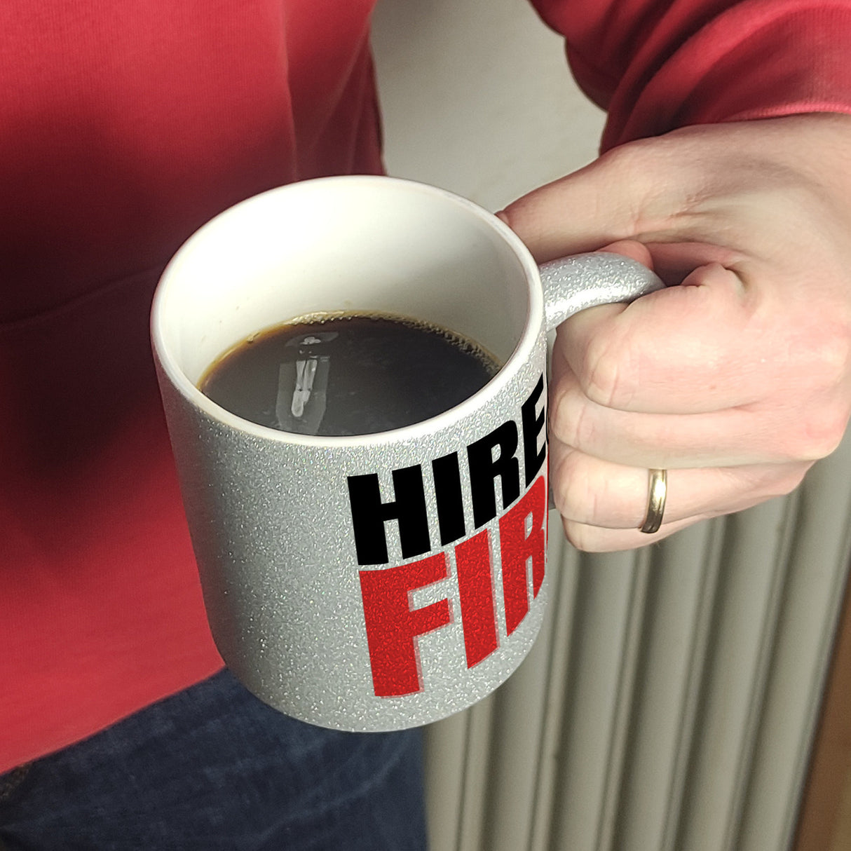 Chef und Boss Kaffeebecher mit Spruch Hire & fire