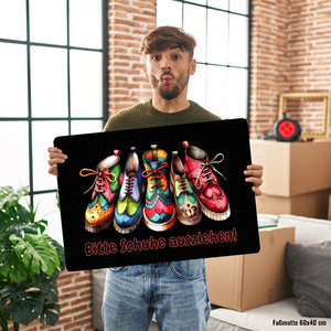 Schuhe ausziehen Fußmatte in 35x50 cm ohne Rand mit Spruch Bitte Schuhe ausziehen