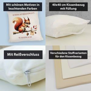 lustiges Eichhörnchen Kissen mit Spruch Scheiss auf irgendwann Tu es einfach
