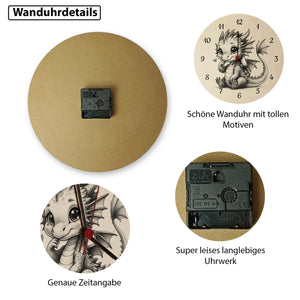 niedlicher Babydrache Wanduhr