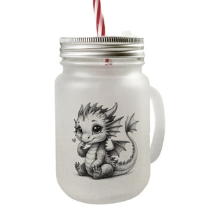 niedlicher Babydrache Trinkglas mit Bambusdeckel