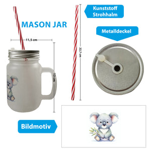 sitzender Koala Trinkglas mit Bambusdeckel