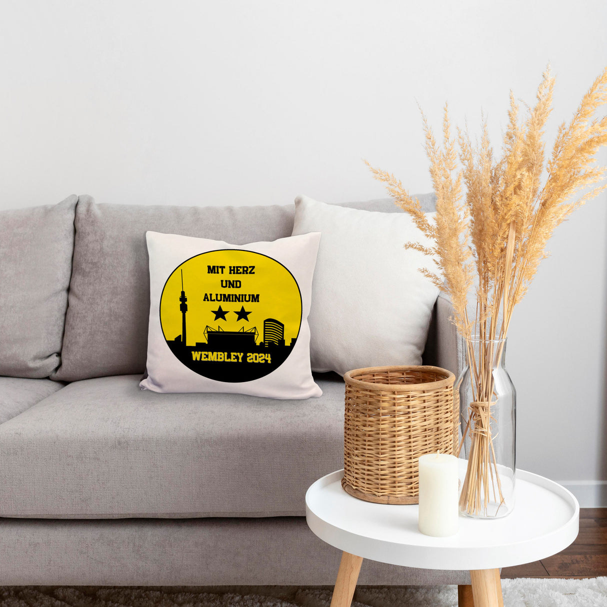 Dortmund Finale Wembley 2024 Kissen mit Spruch Mit Herz und Aluminium