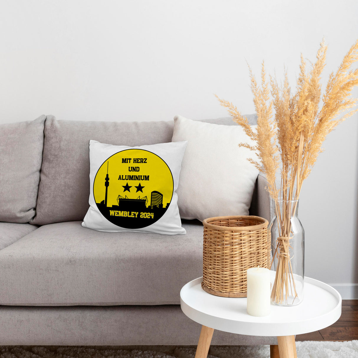 Dortmund Finale Wembley 2024 Kissen mit Spruch Mit Herz und Aluminium