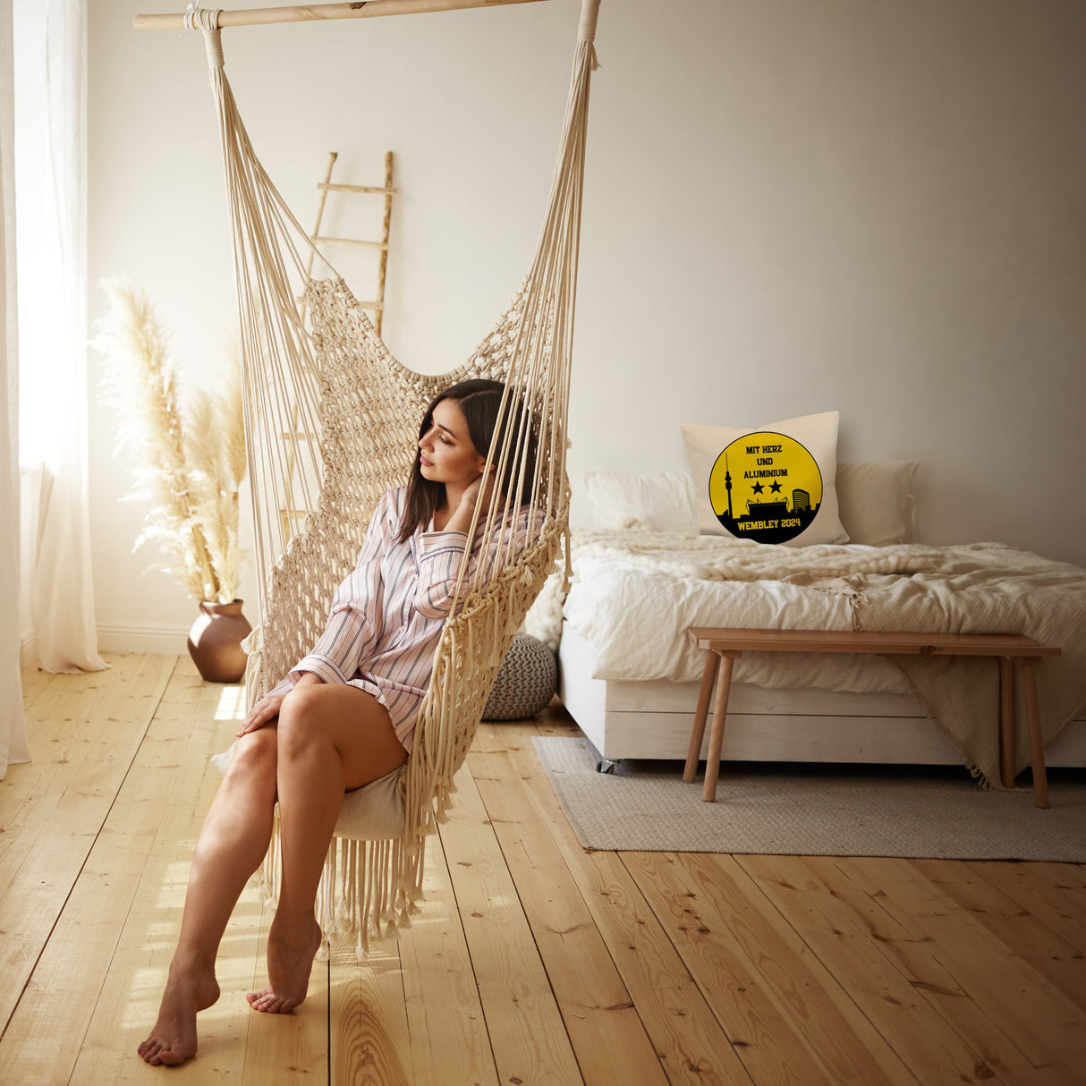 Dortmund Finale Wembley 2024 Kissen mit Spruch Mit Herz und Aluminium
