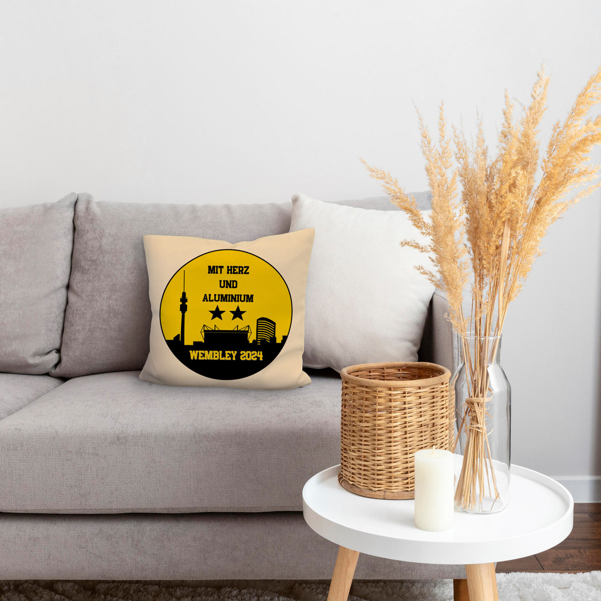 Dortmund Finale Wembley 2024 Kissen mit Spruch Mit Herz und Aluminium