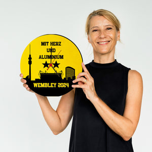 Dortmund Finale Wembley 2024 Wanduhr mit Spruch Mit Herz und Aluminium