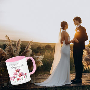 Aquarell Blumen Kaffeebecher mit Spruch Du machst die Welt schöner
