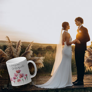 Aquarell Blumen Kaffeebecher mit Spruch Du machst die Welt schöner