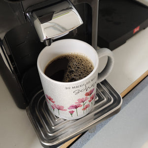 Aquarell Blumen Kaffeebecher mit Spruch Du machst die Welt schöner