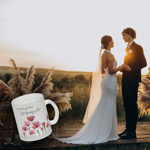 Aquarell Blumen Kaffeebecher mit Spruch Du machst die Welt schöner