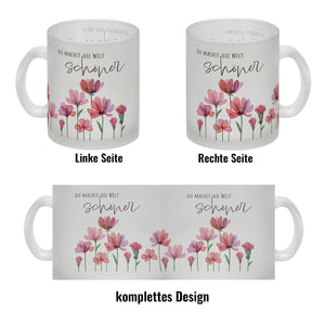 Aquarell Blumen Kaffeebecher mit Spruch Du machst die Welt schöner