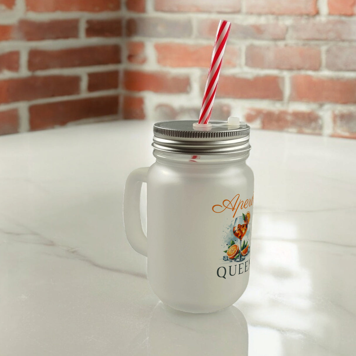 Aperol Queen Trinkglas mit Bambusdeckel