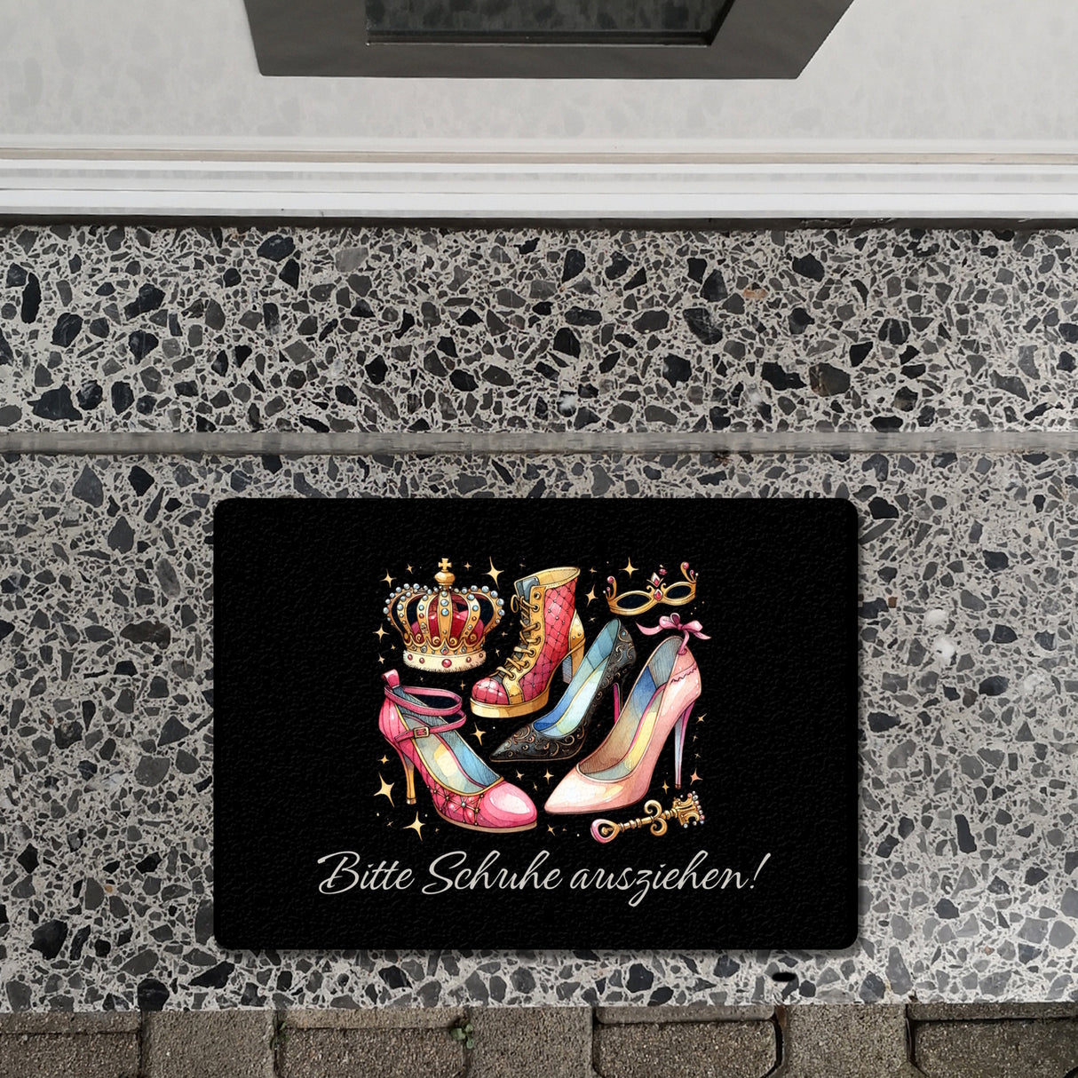 Schuhe ausziehen Fußmatte in 35x50 cm ohne Rand mit Spruch Bitte Schuhe ausziehen