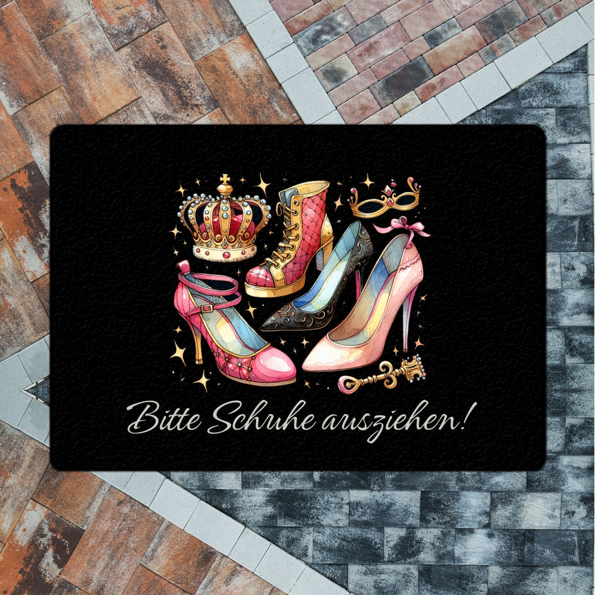 Schuhe ausziehen Fußmatte in 35x50 cm ohne Rand mit Spruch Bitte Schuhe ausziehen