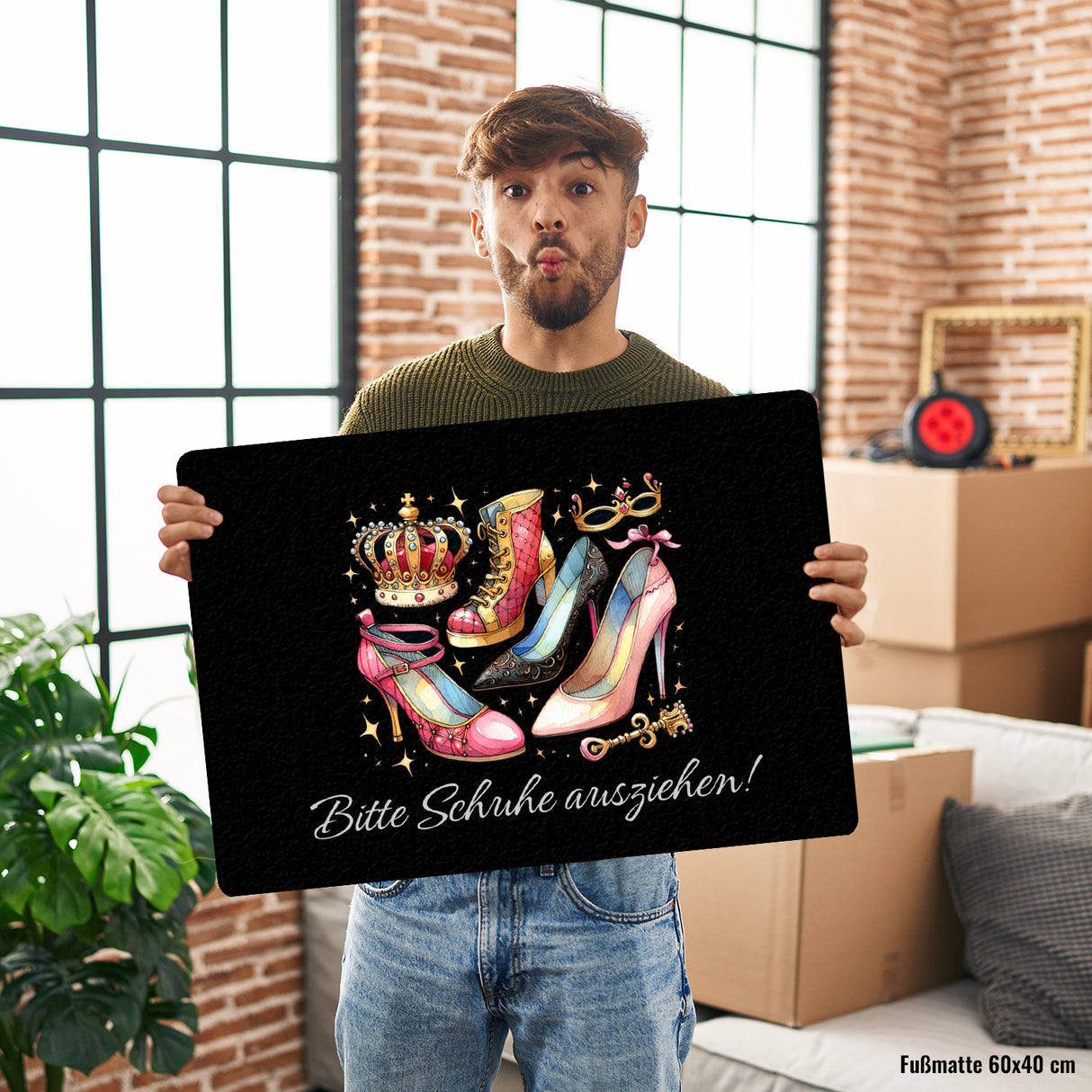 Schuhe ausziehen Fußmatte in 35x50 cm ohne Rand mit Spruch Bitte Schuhe ausziehen