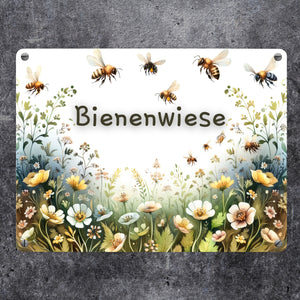 Bienenwiese Metallschild in 15x20 cm