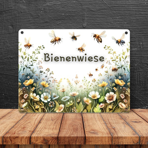 Bienenwiese Metallschild in 15x20 cm