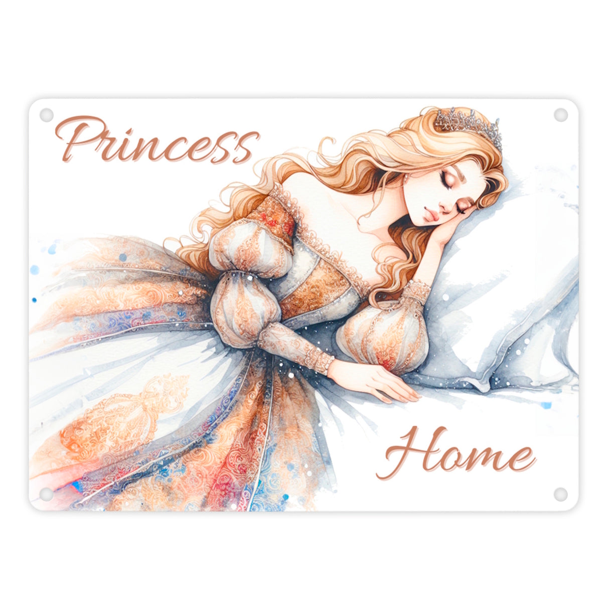 Schlafende Prinzessin Metallschild in 15x20 cm mit Spruch Princess Home