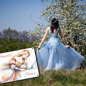 Schlafende Prinzessin Metallschild in 15x20 cm mit Spruch Princess Home