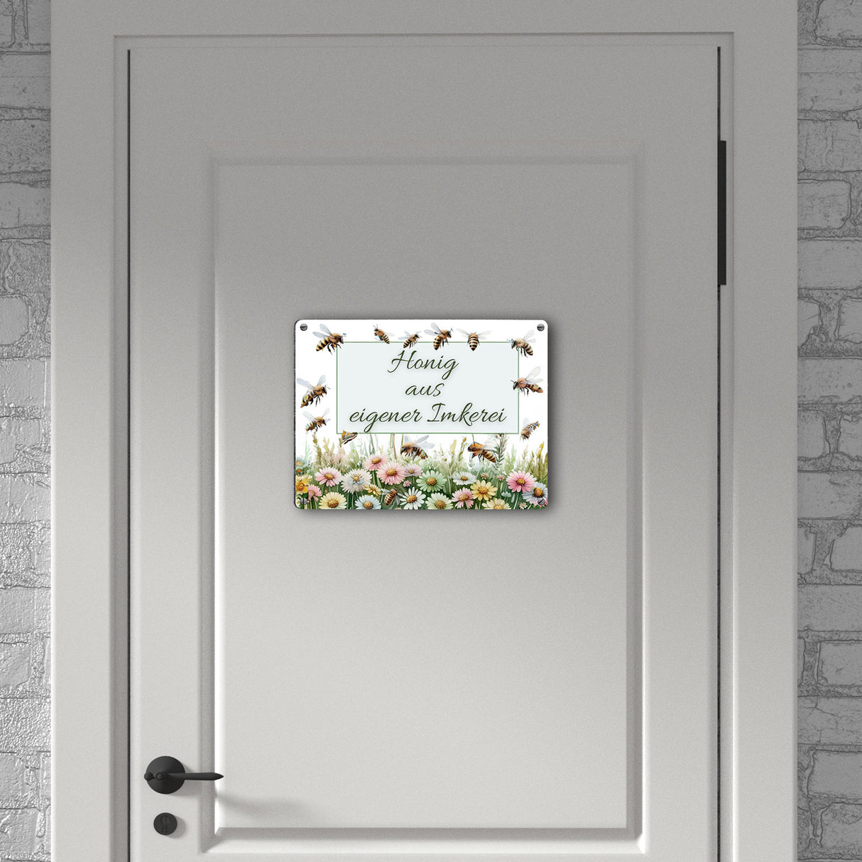Bienenwiese Metallschild in 15x20 cm mit Spruch Honig aus eigener Imkerei