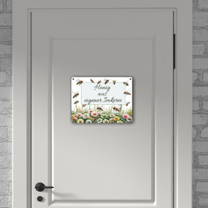 Bienenwiese Metallschild in 15x20 cm mit Spruch Honig aus eigener Imkerei