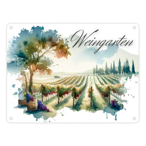 Weinberg Metallschild in 15x20 cm mit Spruch Weingarten