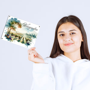 Weinberg Metallschild in 15x20 cm mit Spruch Weingarten