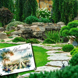 Weinberg Metallschild in 15x20 cm mit Spruch Weingarten