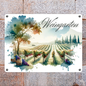 Weinberg Metallschild in 15x20 cm mit Spruch Weingarten