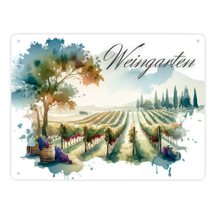 Weinberg Metallschild in 15x20 cm mit Spruch Weingarten