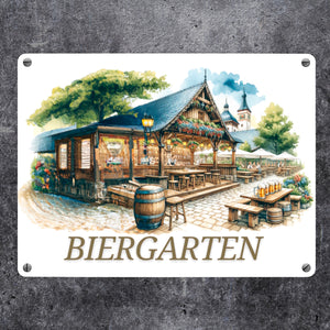 Biergarten Metallschild in 15x20 cm