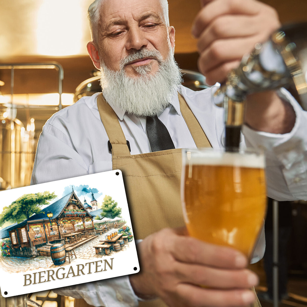 Biergarten Metallschild in 15x20 cm