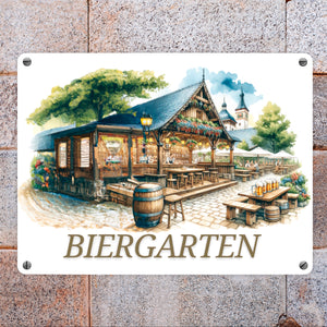 Biergarten Metallschild in 15x20 cm