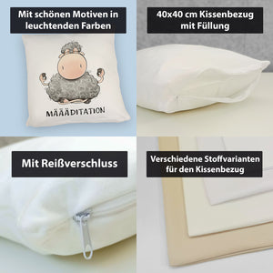 Schaf Kissen mit Spruch MÄÄÄditation