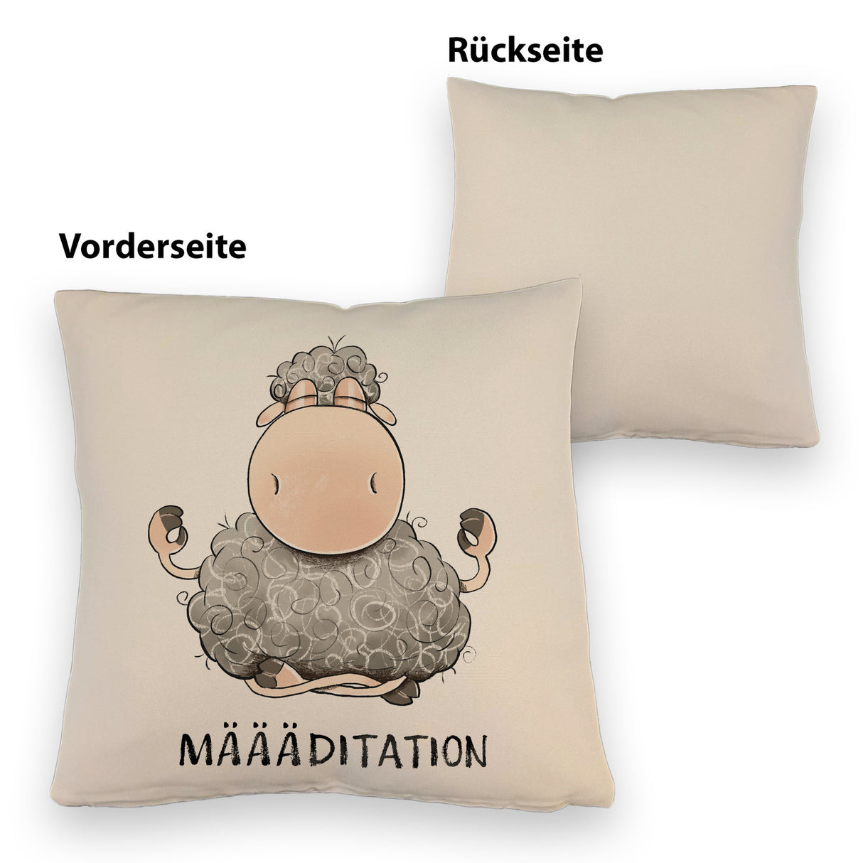 Schaf Kissen mit Spruch MÄÄÄditation
