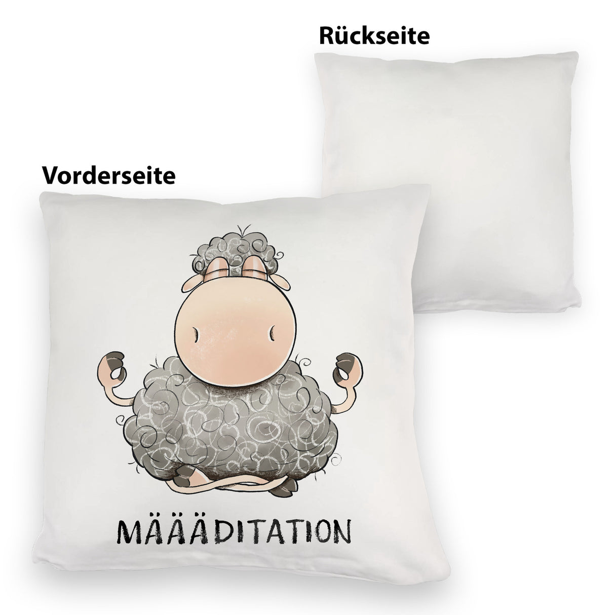 Schaf Kissen mit Spruch MÄÄÄditation