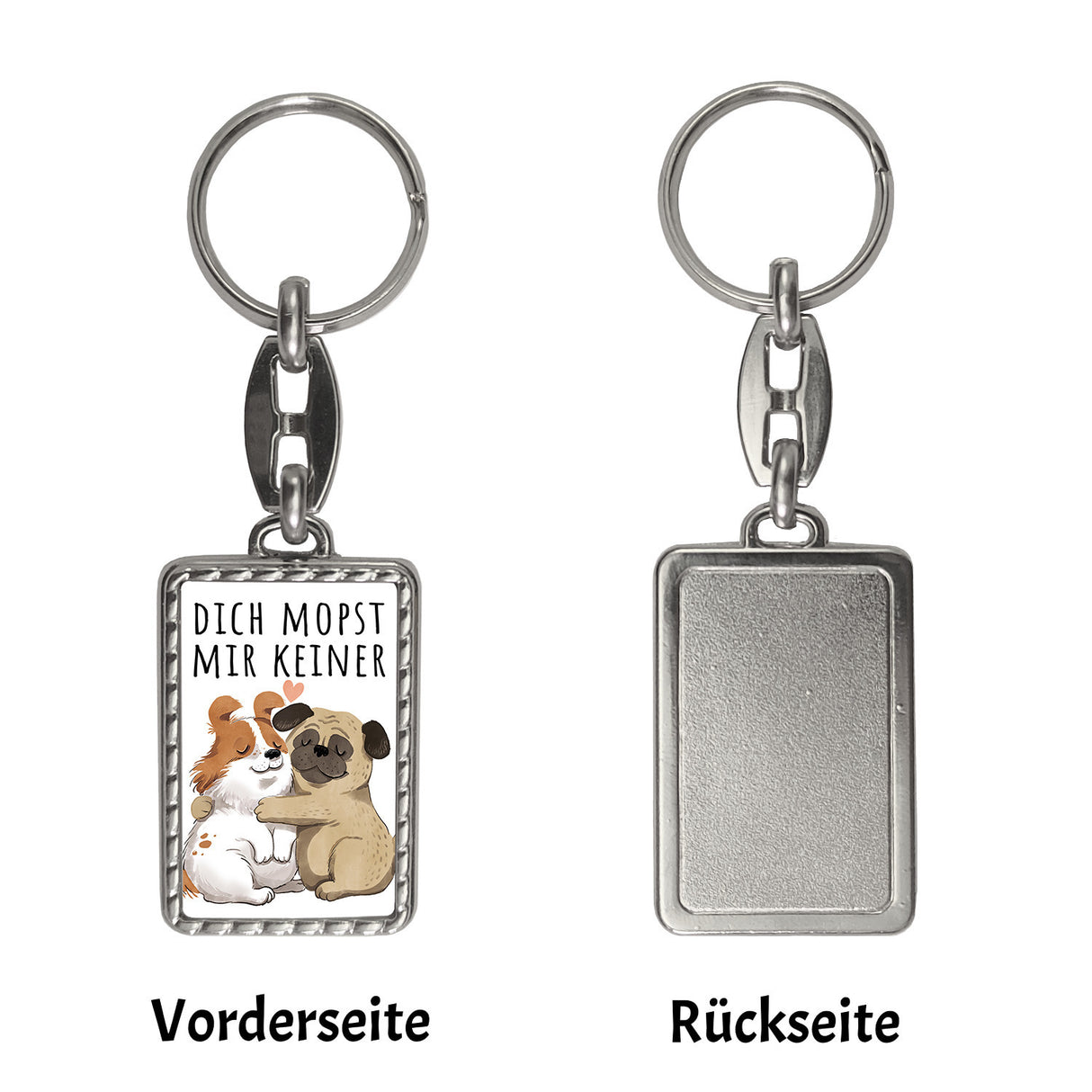 Mops Schlüsselanhänger mit Spruch Dich mopst mir keiner