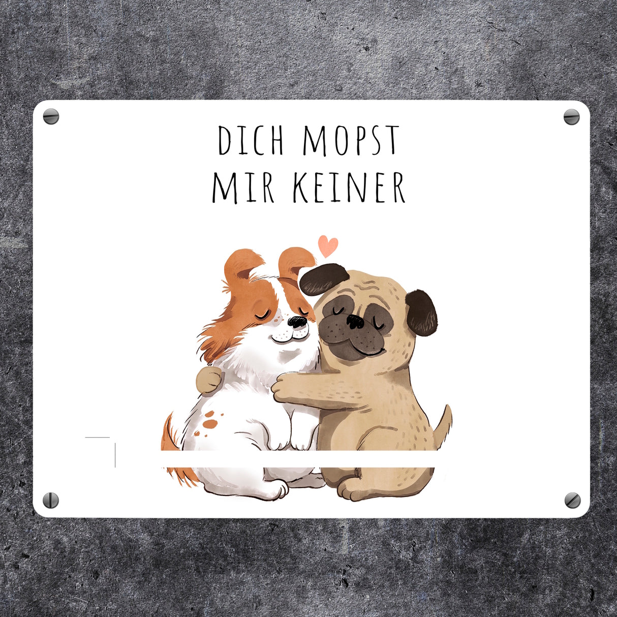 Mops Metallschild in 15x20 cm mit Spruch Dich mopst mir keiner