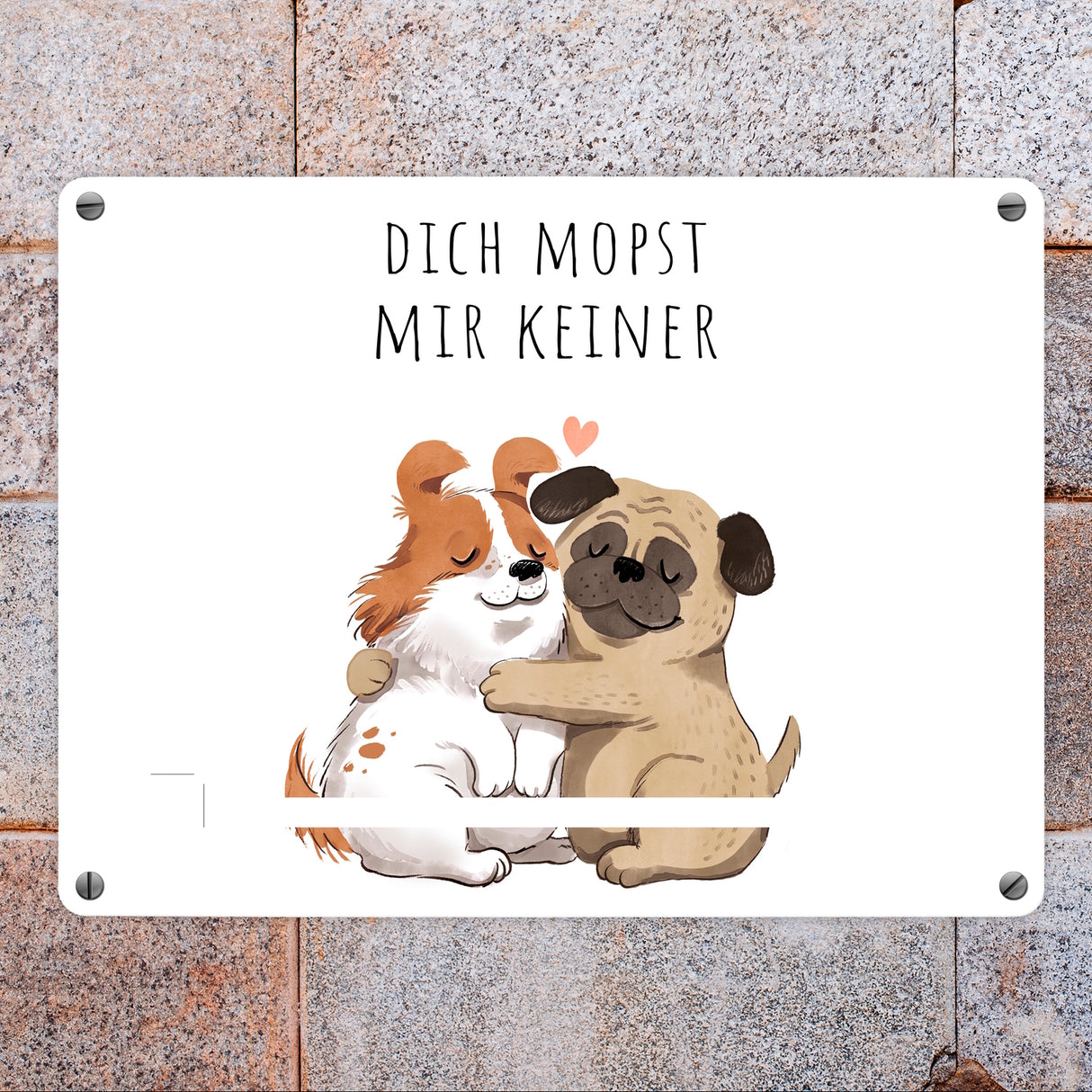 Mops Metallschild in 15x20 cm mit Spruch Dich mopst mir keiner